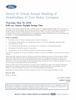 Notice of Virtual Annual Meeting of Shareholders of Ford Motor Company