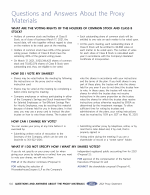 Questions and Answers About the Proxy Materials