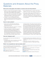 Questions and Answers About the Proxy Materials